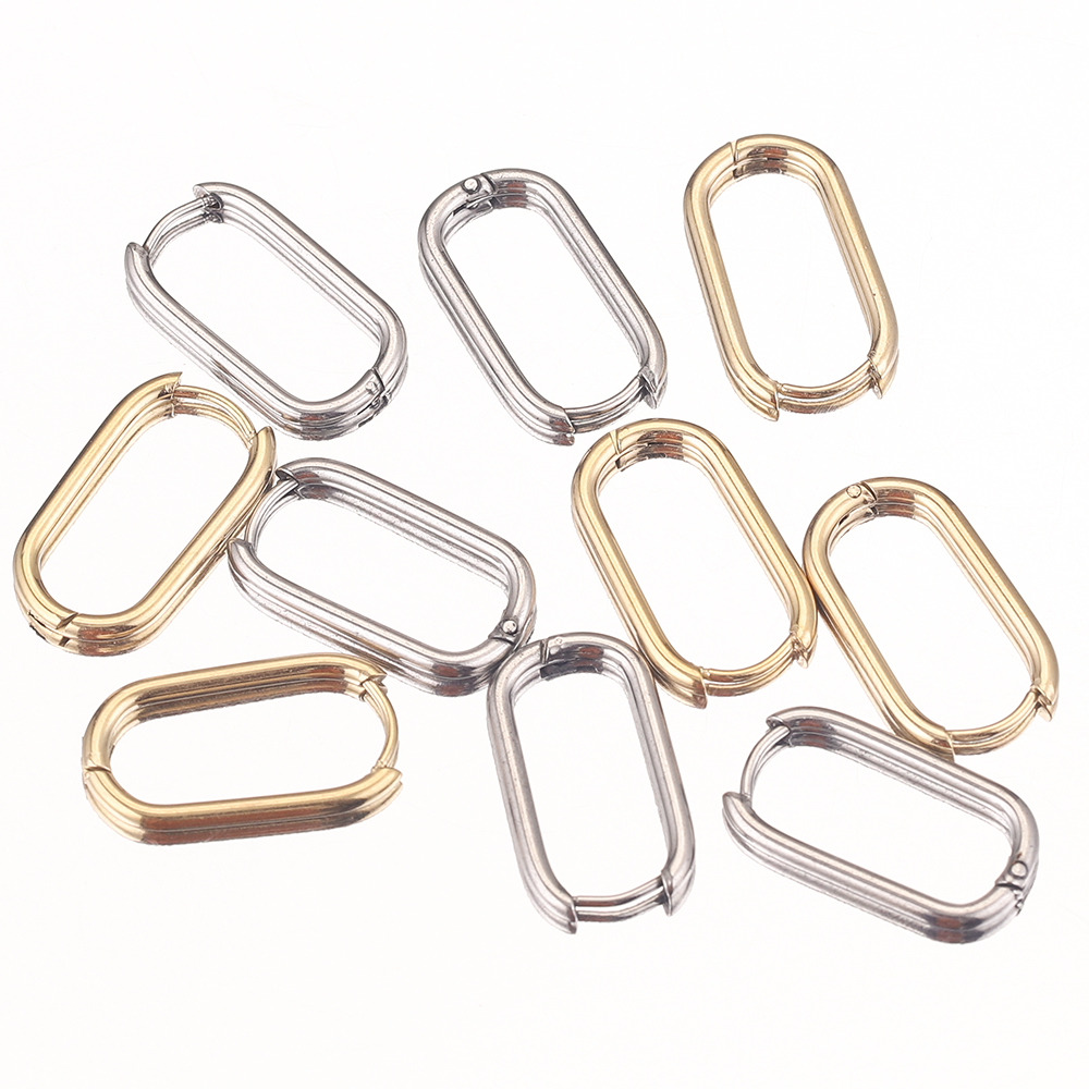 Body Jewelry Wholesale - 6pcs 13*23mm Oval Stainless Steel Earrings