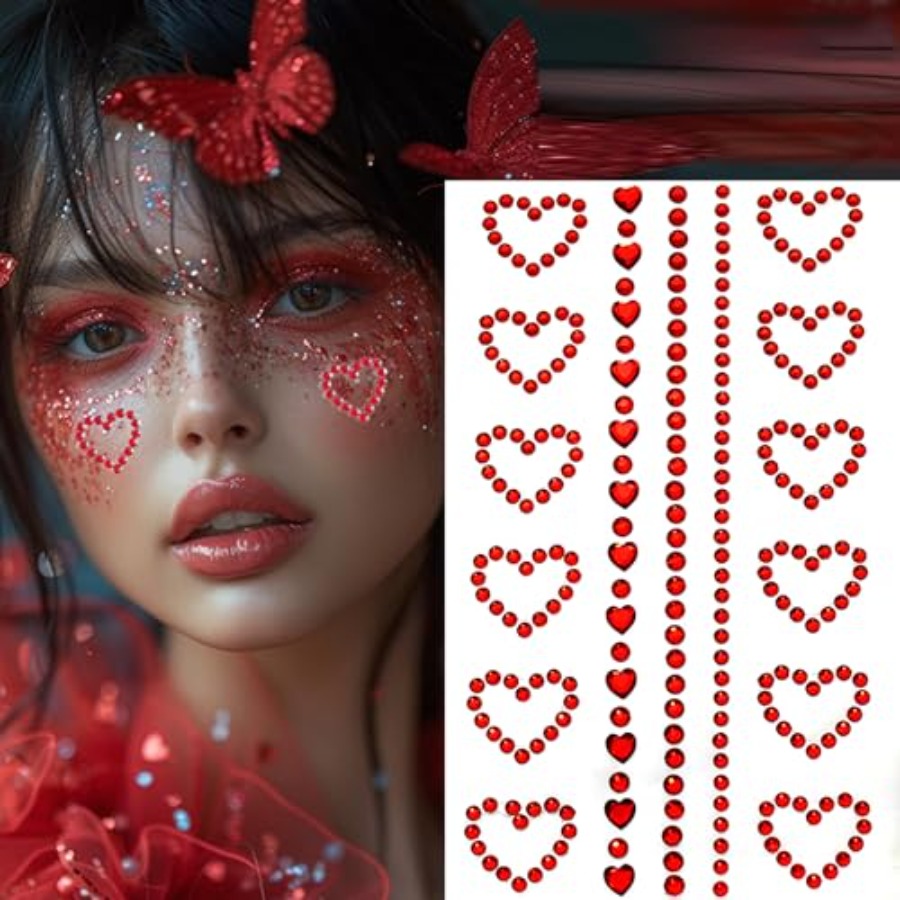 Body Jewelry Tattoo - Valentine's Day Face Jewelry Body Face