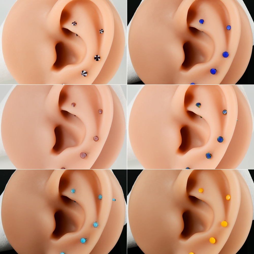 1PC Glass Nose Stud Polychrom  - Body Jewelry Holder ulasan dan harga