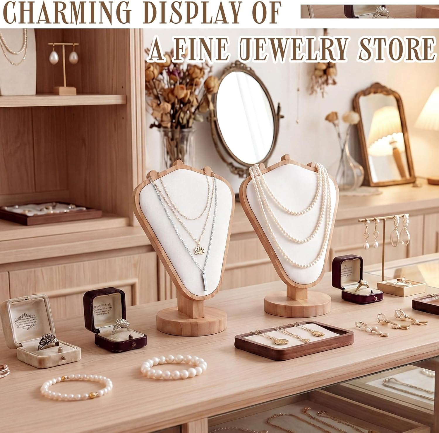 Mannequin Wooden Velvet Neckla - Body Jewelry Holder ulasan dan harga