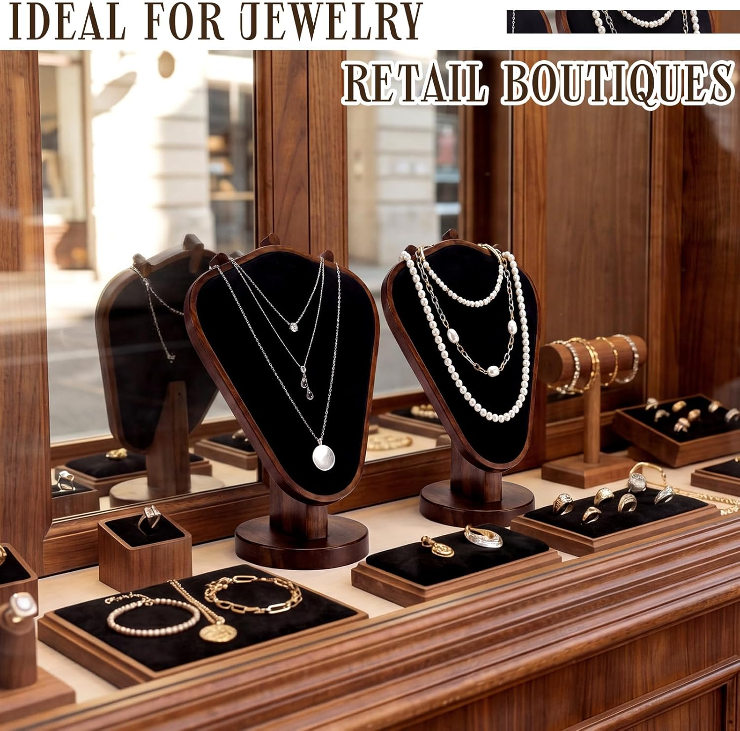 Mannequin Wooden Velvet Neckla - Body Jewelry Holder ulasan dan harga