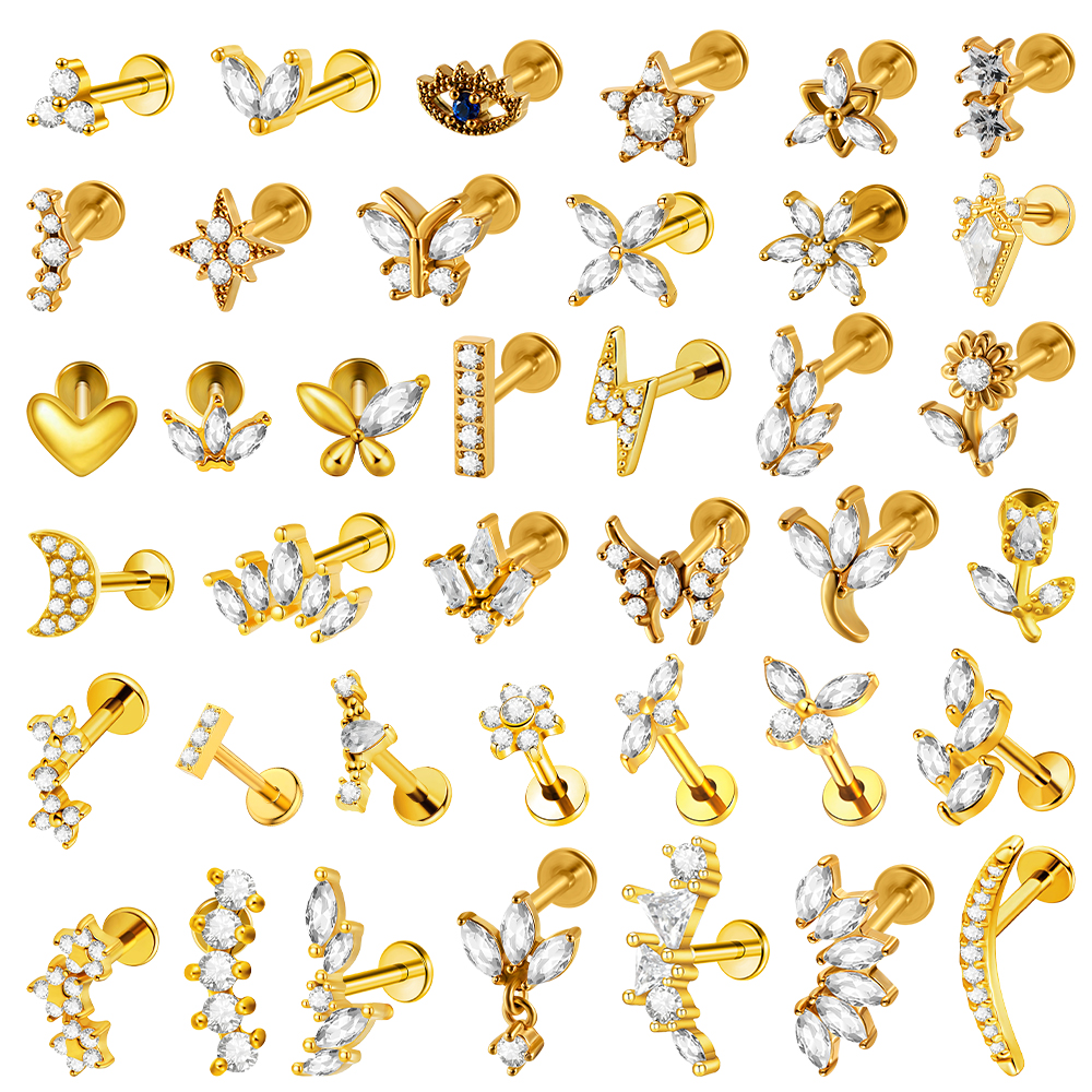 1PC Stainless Steel Lip Studs  - Body Jewelry Internally Threaded ulasan dan harga