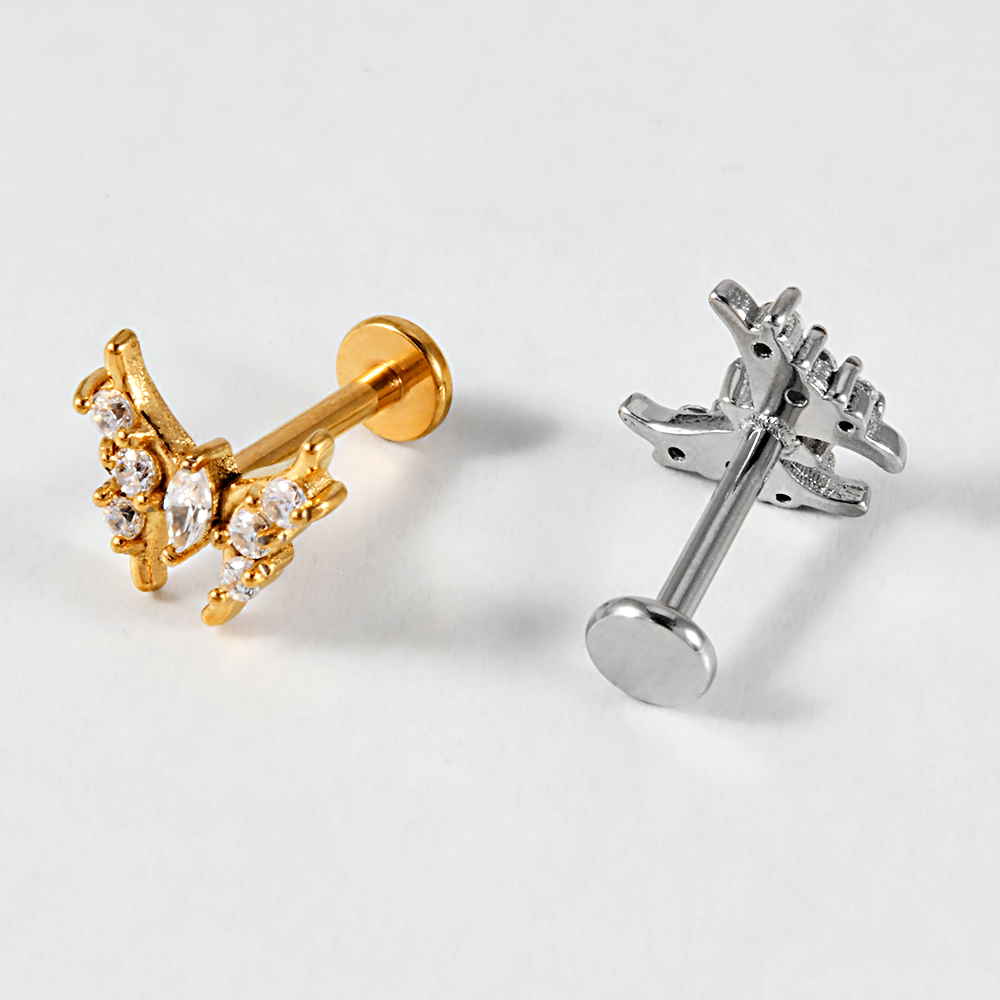 1PC Stainless Steel Lip Studs  - Body Jewelry Internally Threaded ulasan dan harga