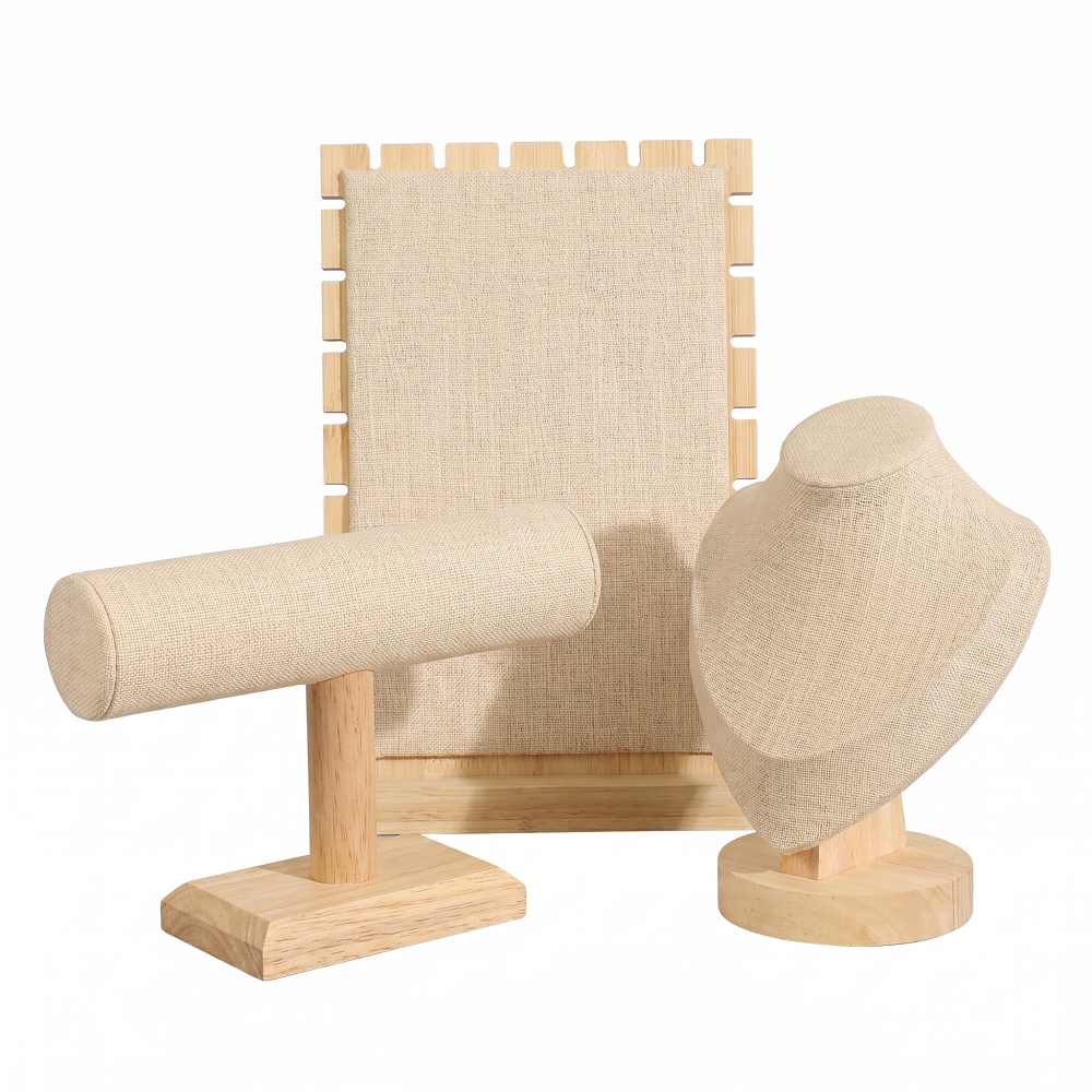 Wood Linen Jewelry Display Sta - Body Jewelry Holder ulasan dan harga
