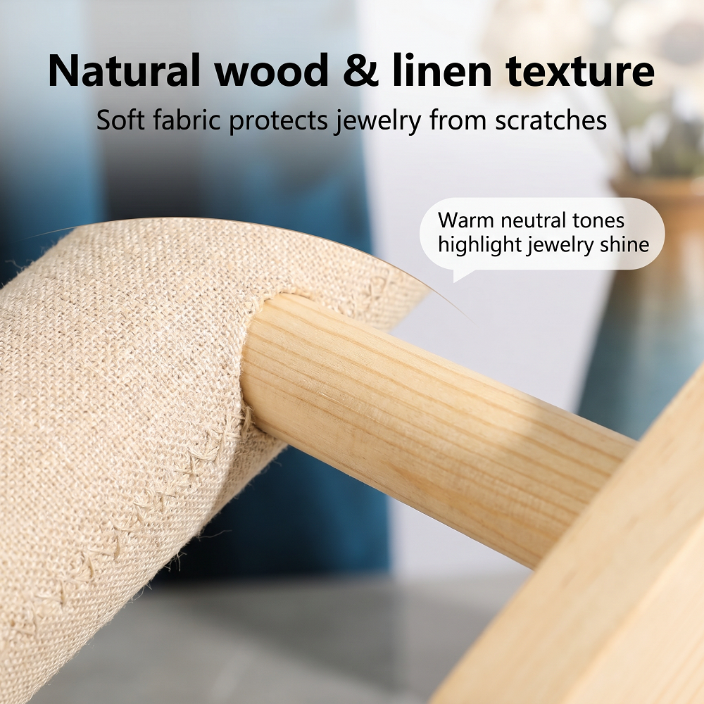 Wood Linen Jewelry Display Sta - Body Jewelry Holder ulasan dan harga