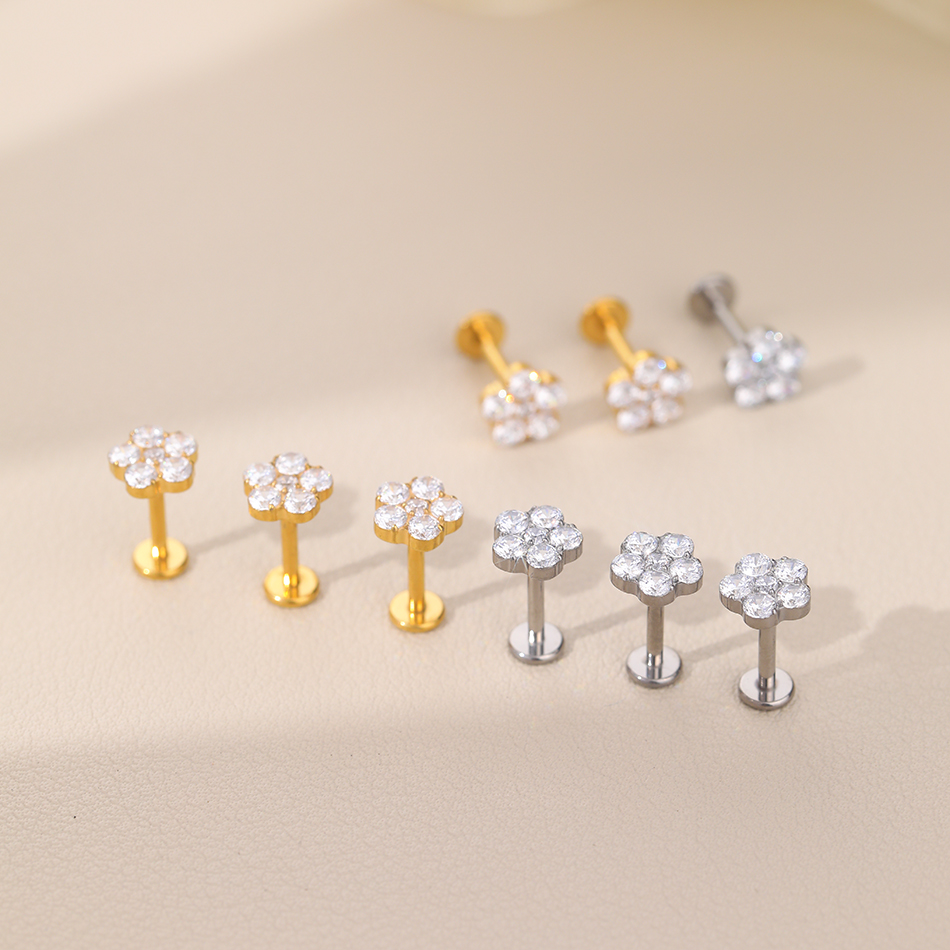 1Pc Titanium Zircon Ear Tragus - Body Jewelry Internally Threaded ulasan dan harga