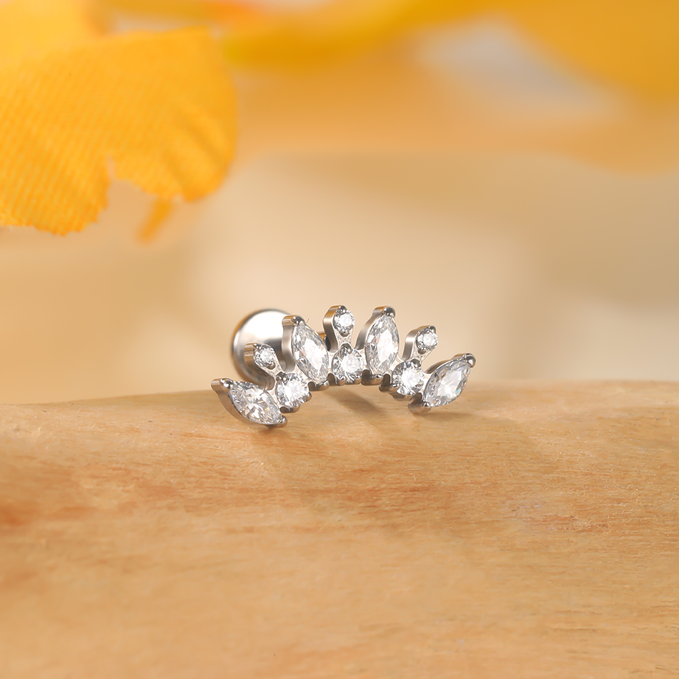 1PC Titanium Zirconia Dolphin  - Body Jewelry Internally Threaded ulasan dan harga