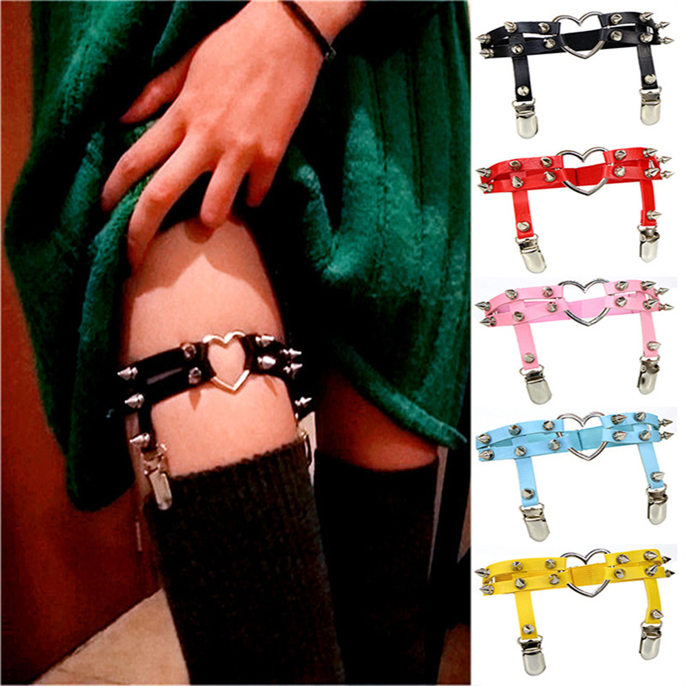 1Pcs Women Punk Goth Heart PU  - Body Jewelry Rings ulasan dan harga