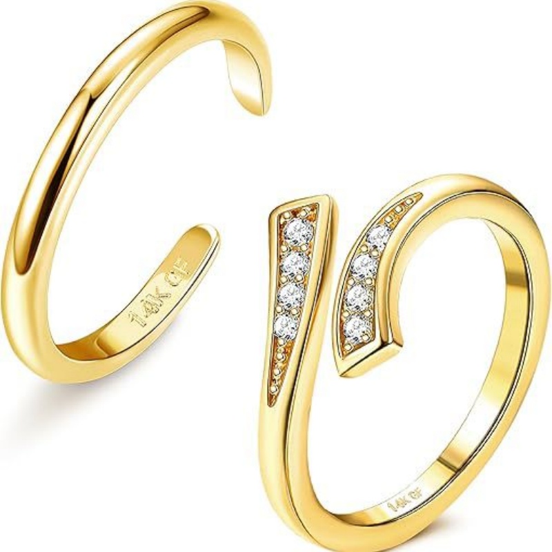 14K Gold-Plated Adjustable Zir - Body Jewelry Rings ulasan dan harga