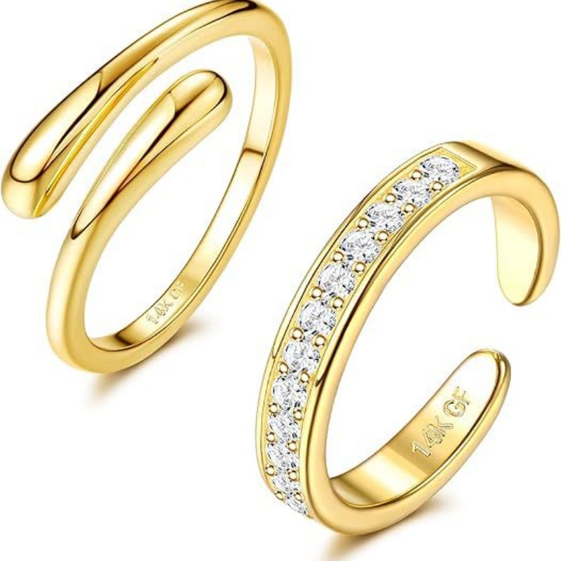 14K Gold-Plated Adjustable Zir - Body Jewelry Rings ulasan dan harga