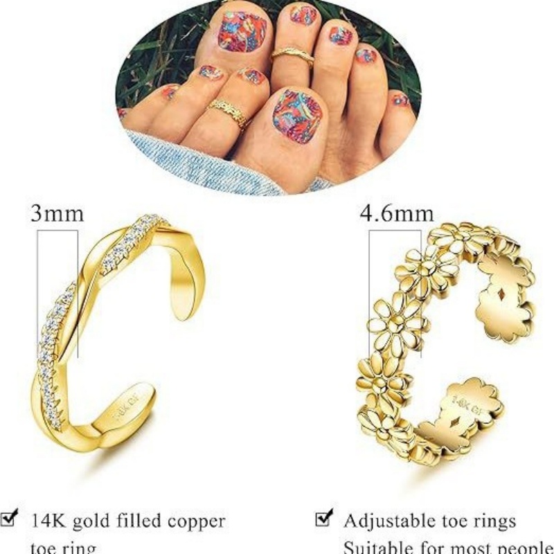14K Gold-Plated Adjustable Zir - Body Jewelry Rings ulasan dan harga