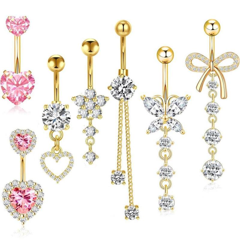 [LA]1Pc Simple Heart Navel Rin - Body Jewelry La ulasan dan harga