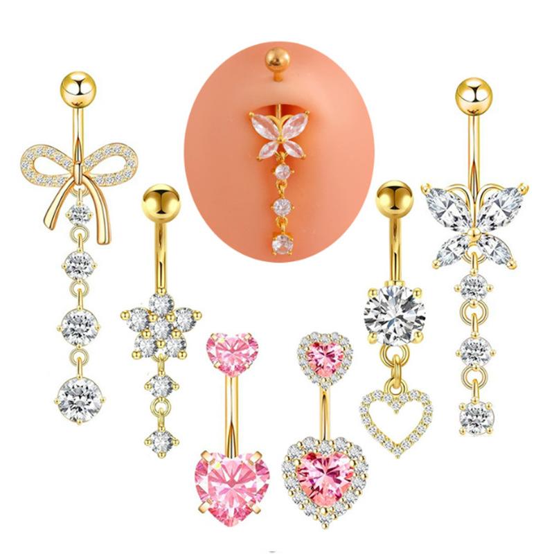 [LA]1Pc Simple Heart Navel Rin - Body Jewelry La ulasan dan harga