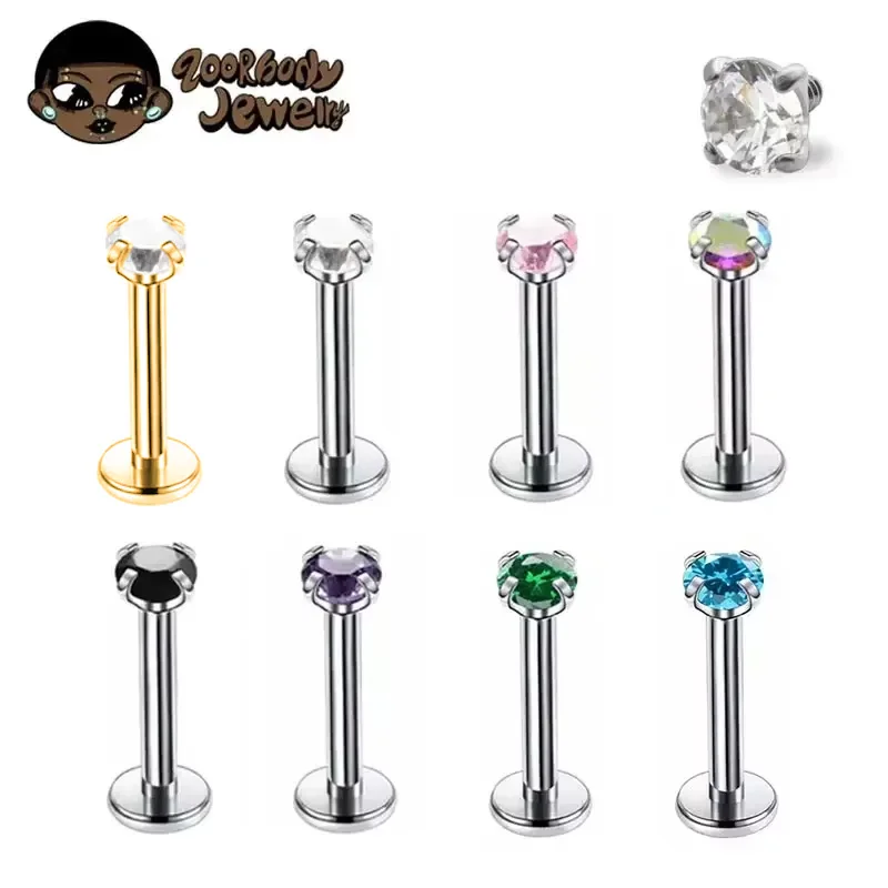 1Pcs G23 Titanium Piercing CZ  - Body Jewelry Internally Threaded ulasan dan harga