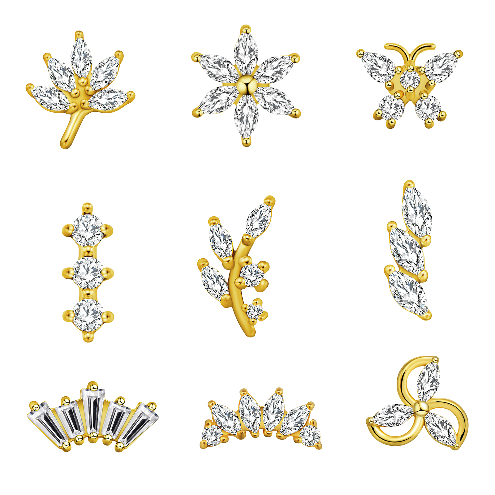 Maple Leaf Labret Piercing Sta - Body Jewelry Internally Threaded ulasan dan harga