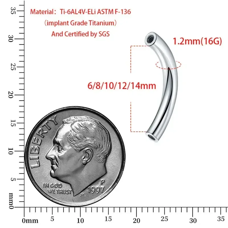 10 Pcs/Lot ASTM F136 Titanium  - Body Jewelry Internally Threaded ulasan dan harga