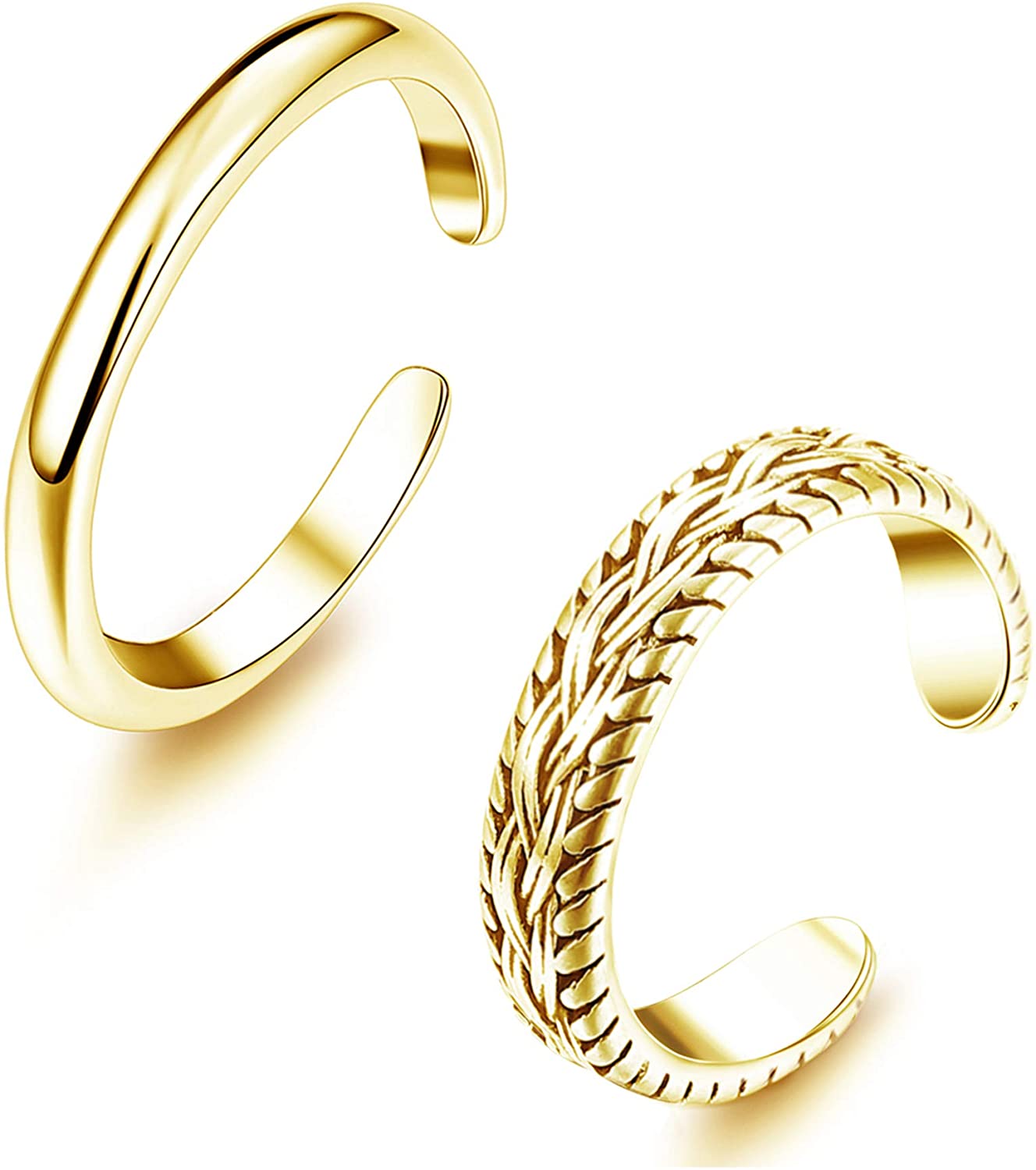 2 PCS Stainless Steel Toe Ring - Body Jewelry Rings ulasan dan harga