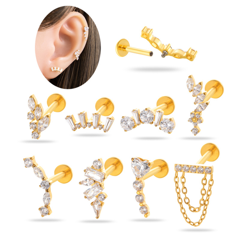 1PC G23 Titanium Ear Stud Inte - Body Jewelry Internally Threaded ulasan dan harga