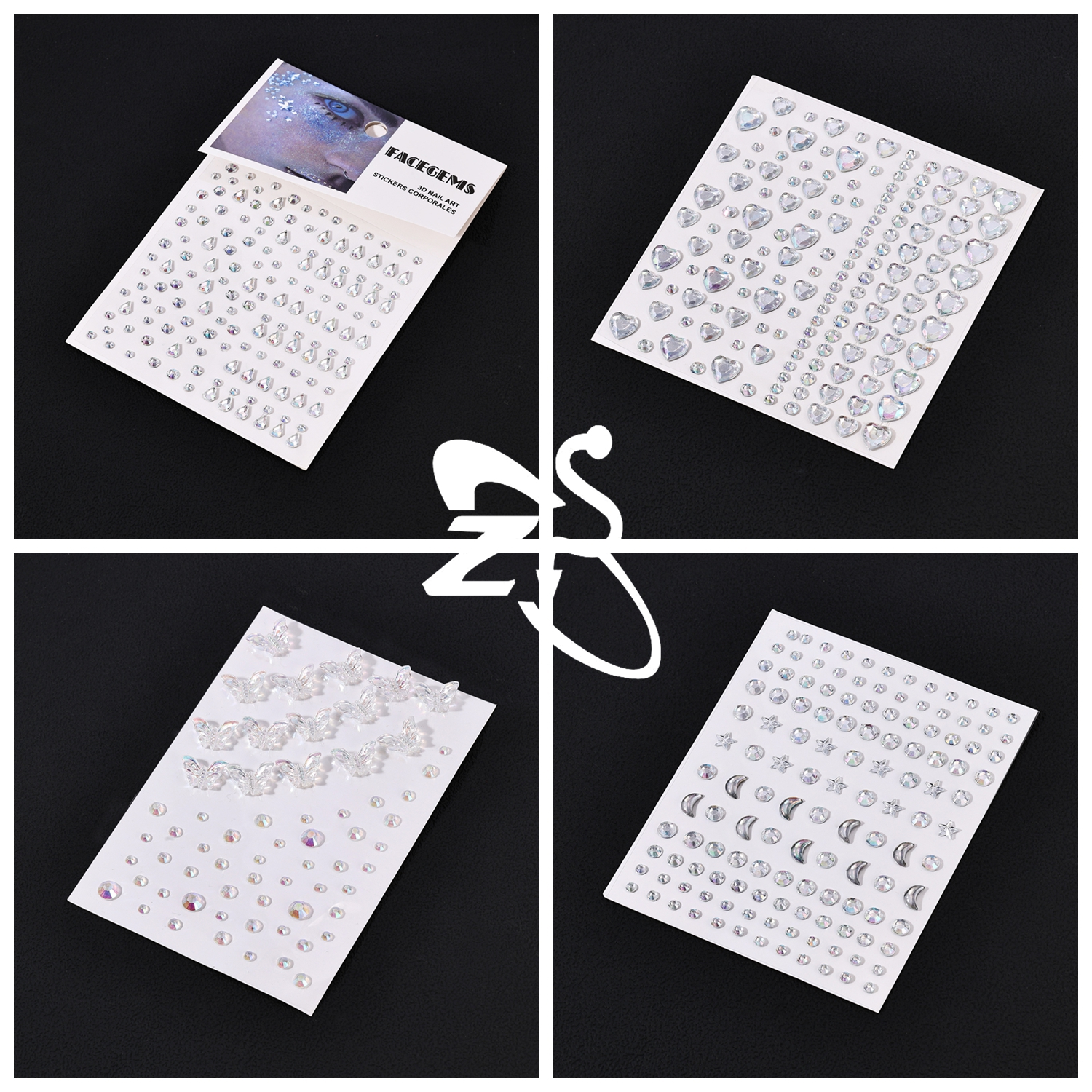 ZS 1 Set 3D Colorful Rhineston - Body Jewelry Tattoo ulasan dan harga