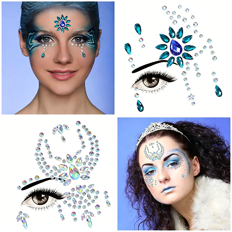 Half Face Mermaid Rhinestone S - Body Jewelry Tattoo ulasan dan harga