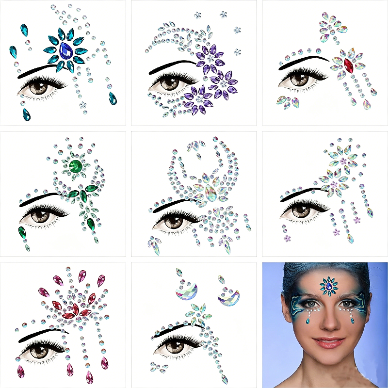 Half Face Mermaid Rhinestone S - Body Jewelry Tattoo ulasan dan harga
