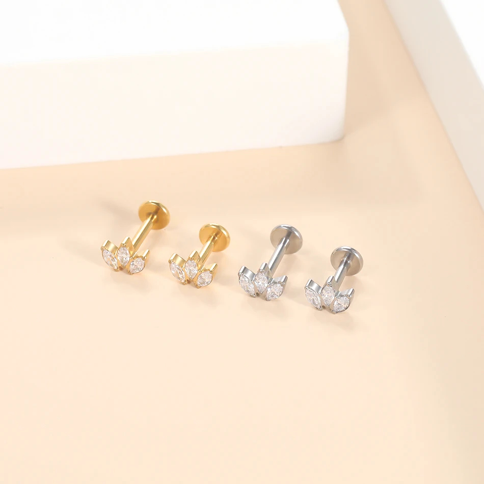 10Pcs/lot G23 Titanium Zircon  - Body Jewelry Internally Threaded ulasan dan harga
