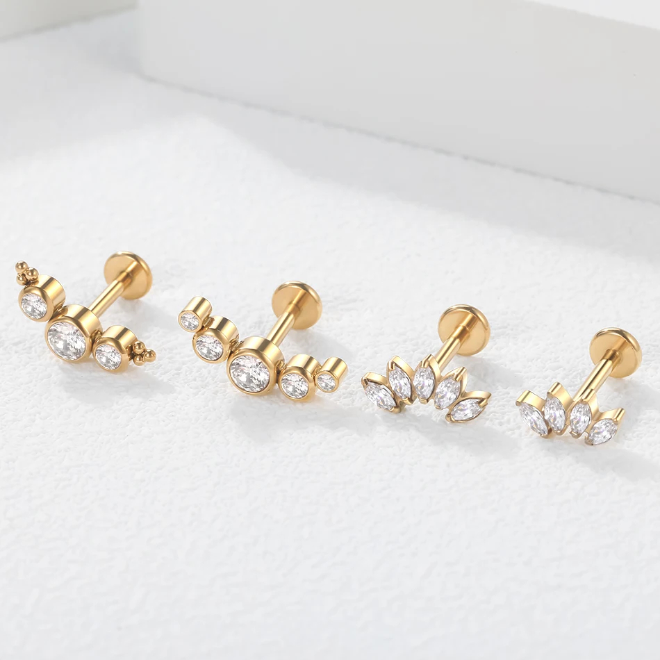 10Pcs/lot G23 Titanium Zircon  - Body Jewelry Internally Threaded ulasan dan harga