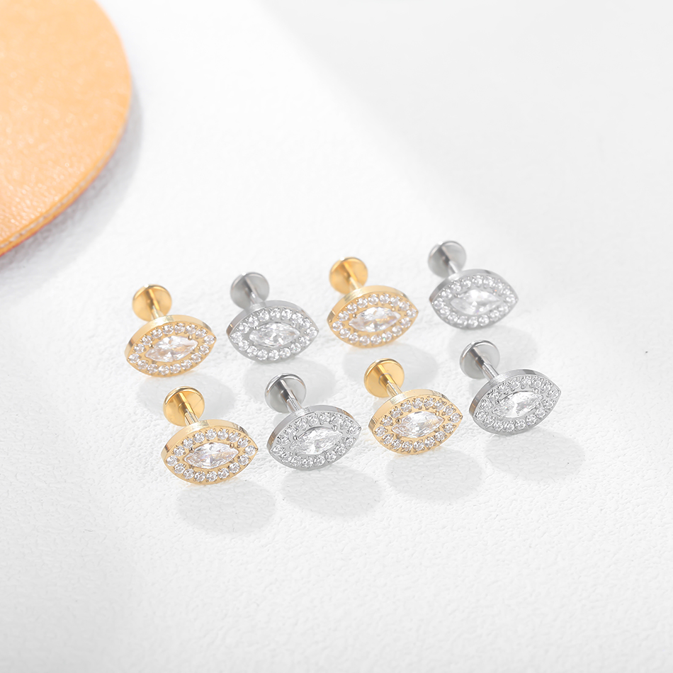 10Pcs/lot G23 Titanium Zircon  - Body Jewelry Internally Threaded ulasan dan harga
