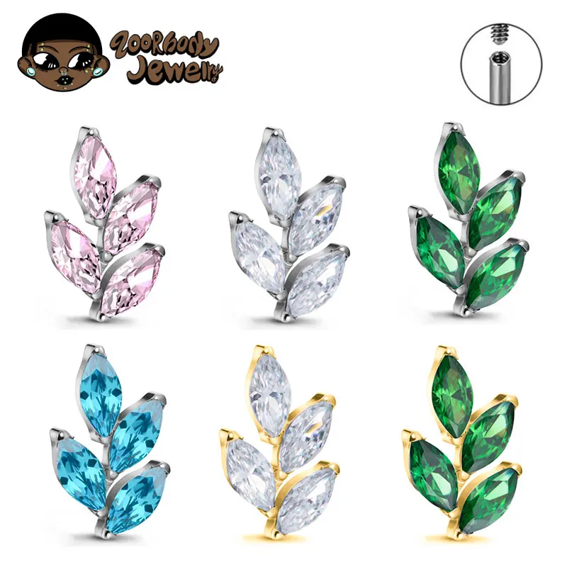 G23 Titanium Gem CZ Ear Conch  - Body Jewelry Internally Threaded ulasan dan harga