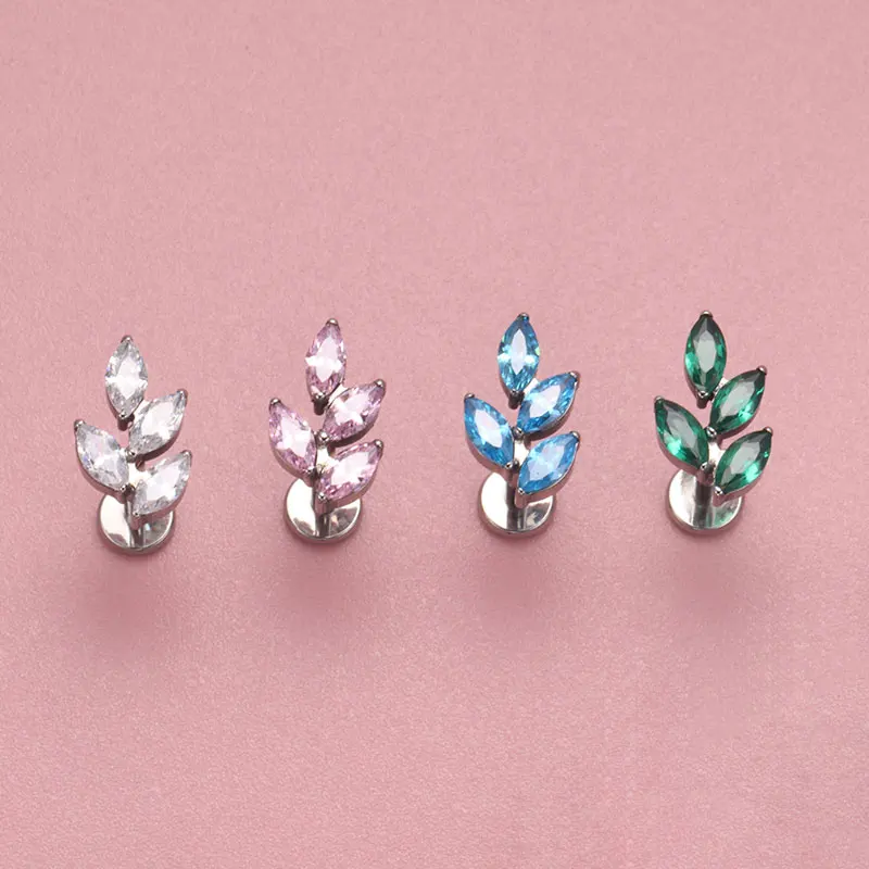 G23 Titanium Gem CZ Ear Conch  - Body Jewelry Internally Threaded ulasan dan harga