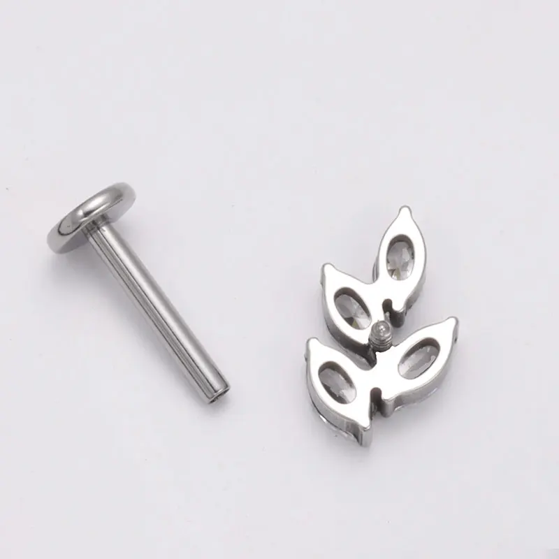 G23 Titanium Gem CZ Ear Conch  - Body Jewelry Internally Threaded ulasan dan harga