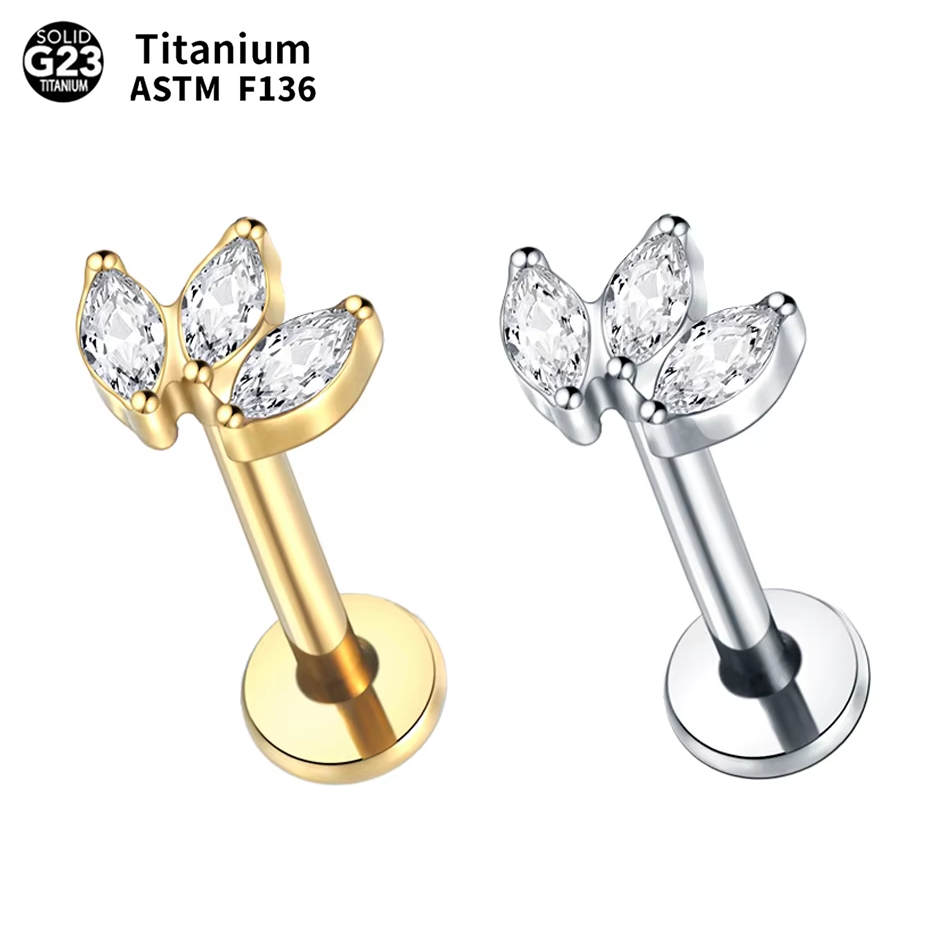 1pc Labret Piercing Titanium L - Body Jewelry Internally Threaded ulasan dan harga