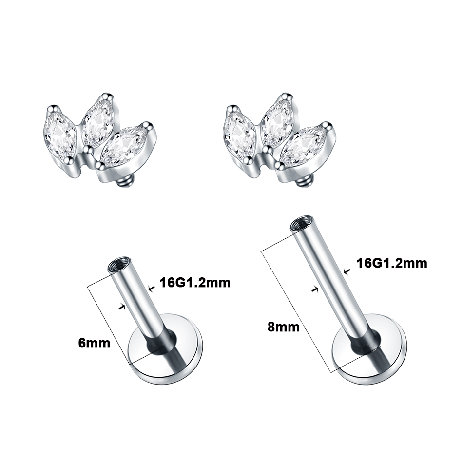 1pc Labret Piercing Titanium L - Body Jewelry Internally Threaded ulasan dan harga
