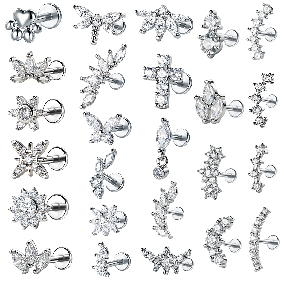 1Pc Stainless Steel Flower Zir - Body Jewelry Internally Threaded ulasan dan harga
