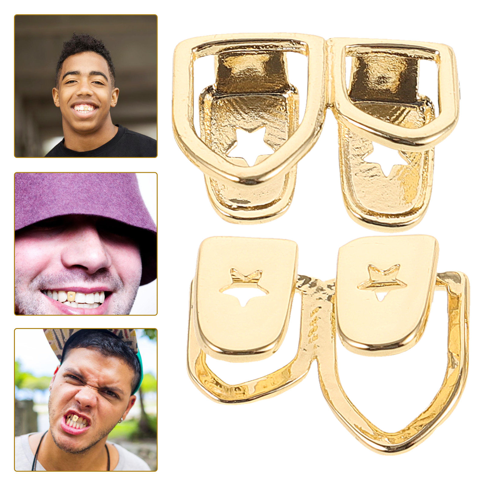 2Pcs Hip Hop Teeth Grills Copp - Body Jewelry Materials ulasan dan harga