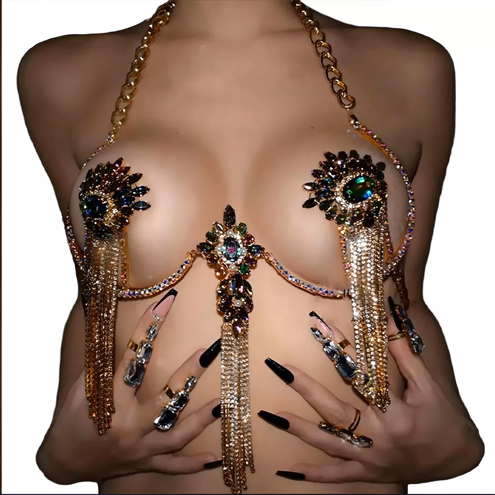 Sexy Tassel Color Crystal Ches - Body Jewelry Rings ulasan dan harga