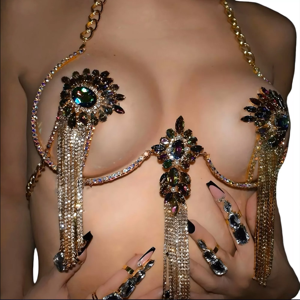 Sexy Tassel Color Crystal Ches - Body Jewelry Rings ulasan dan harga