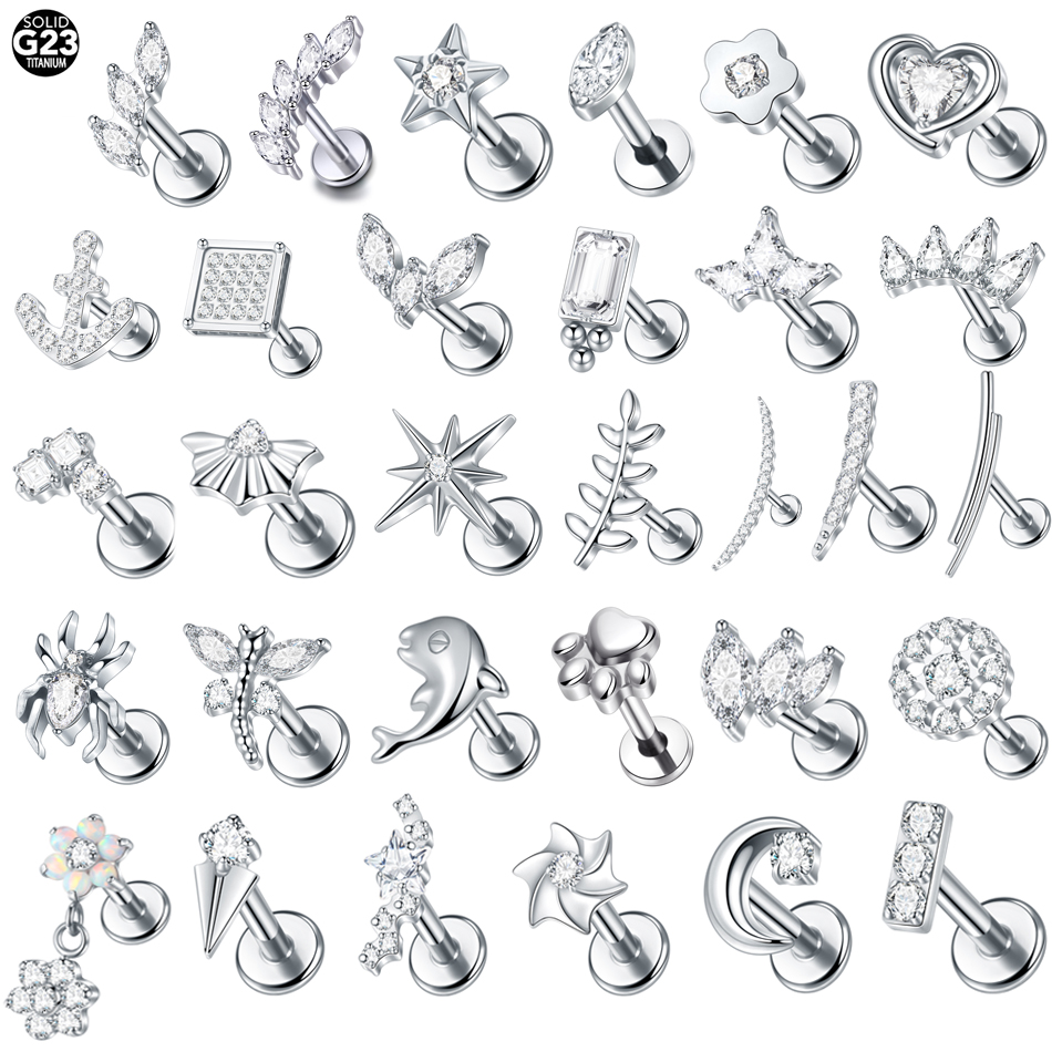 1Pc Titanium Ear Stud Cartilag - Body Jewelry Internally Threaded ulasan dan harga