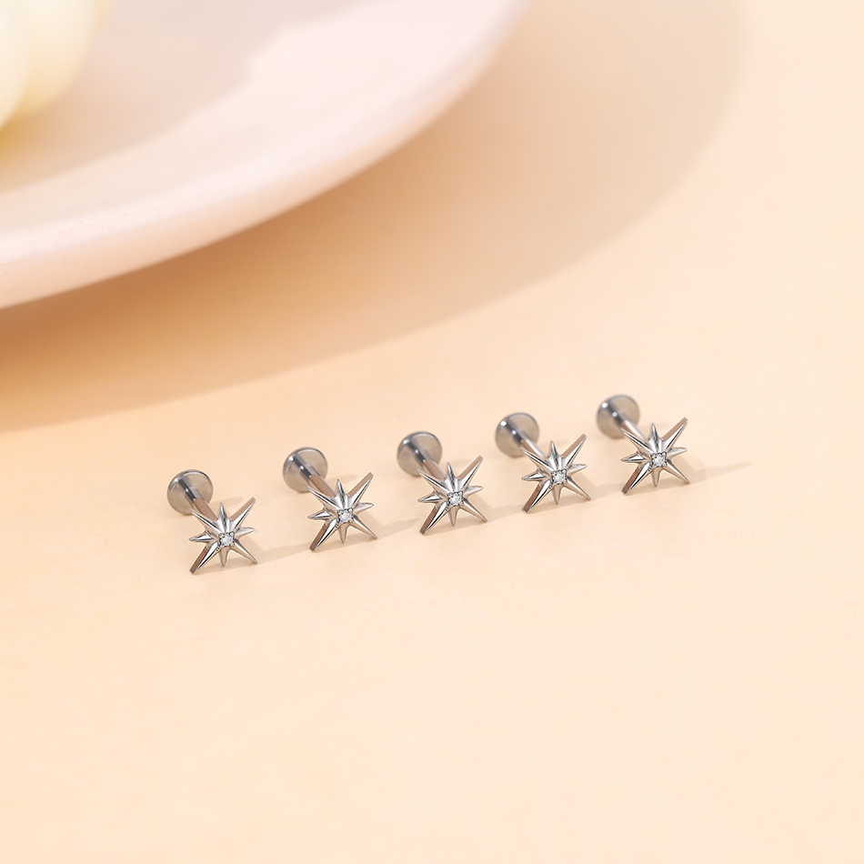 1Pc Titanium Ear Stud Cartilag - Body Jewelry Internally Threaded ulasan dan harga