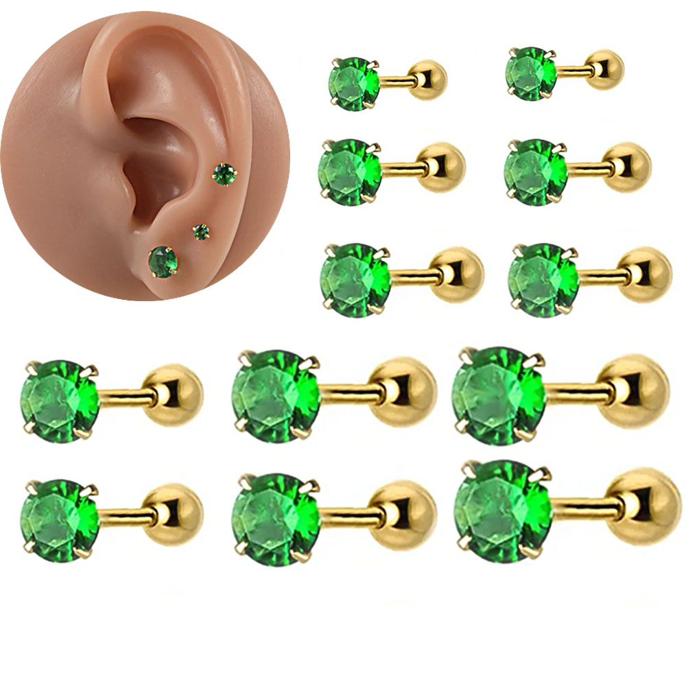 1/2pcs Stainless Steel Green Z - Body Jewelry Online ulasan dan harga