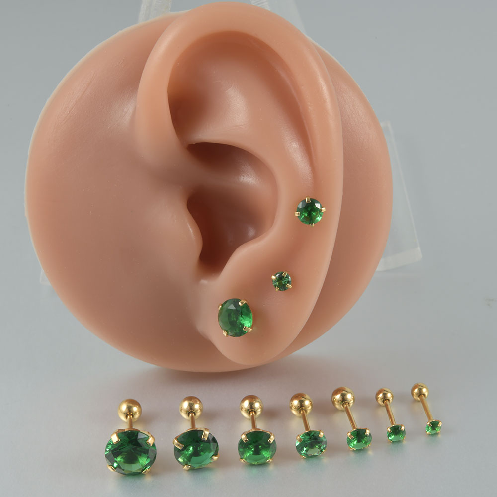 1/2pcs Stainless Steel Green Z - Body Jewelry Online ulasan dan harga